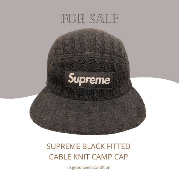 Supreme fitted cable knit camp cap. Black, size medium/large used. - Picture 6 of 6